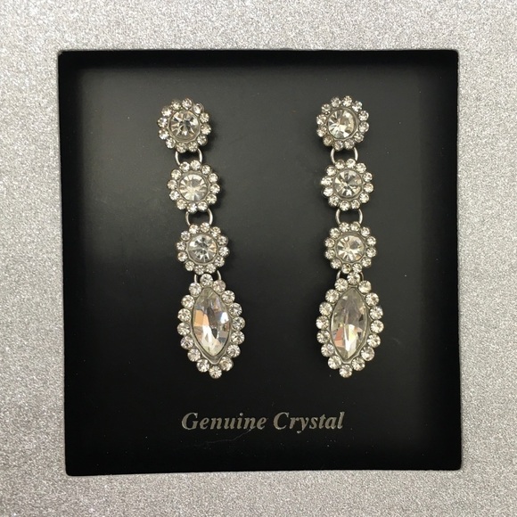 Genuine Crystal Dangle Post Earrings - Picture 1 of 4